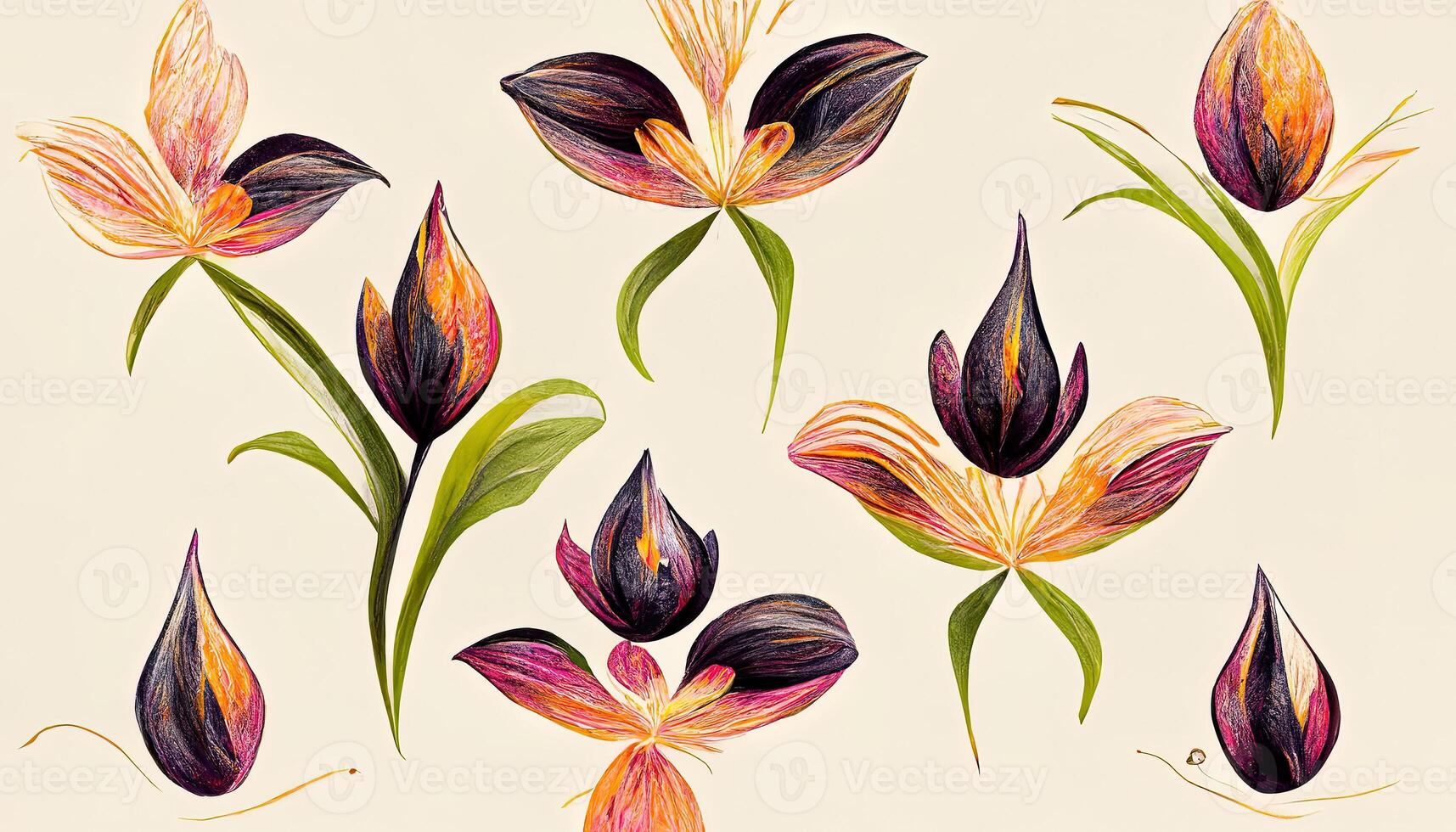 Vector ornamental hand drawing decorative baroque lily background. photo