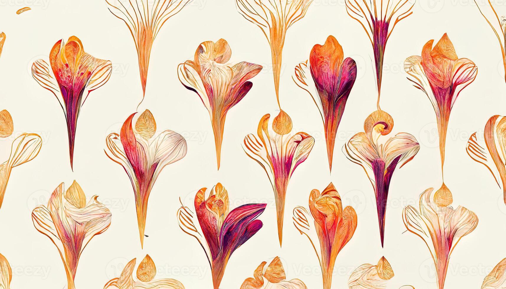 Art background with white lily flowers with golden elements in line style. photo