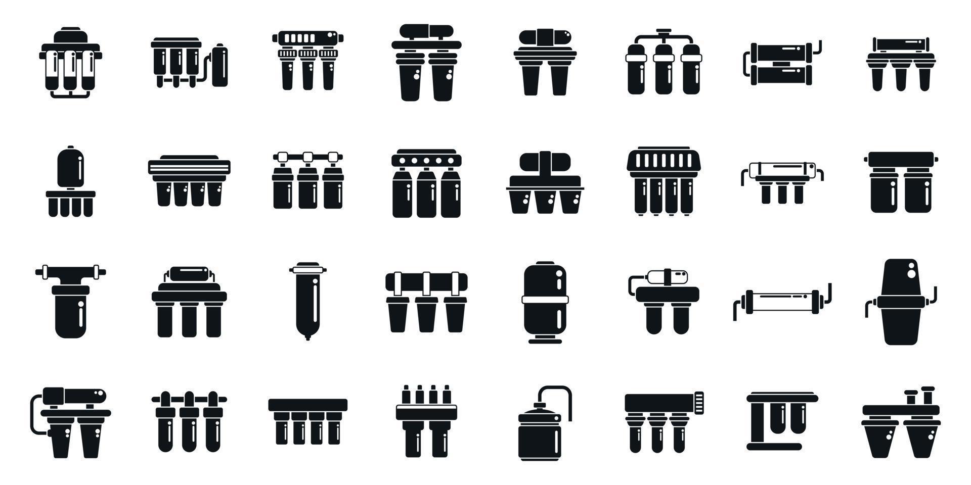 Reverse osmosis system icons set simple vector. Aqua filter vector