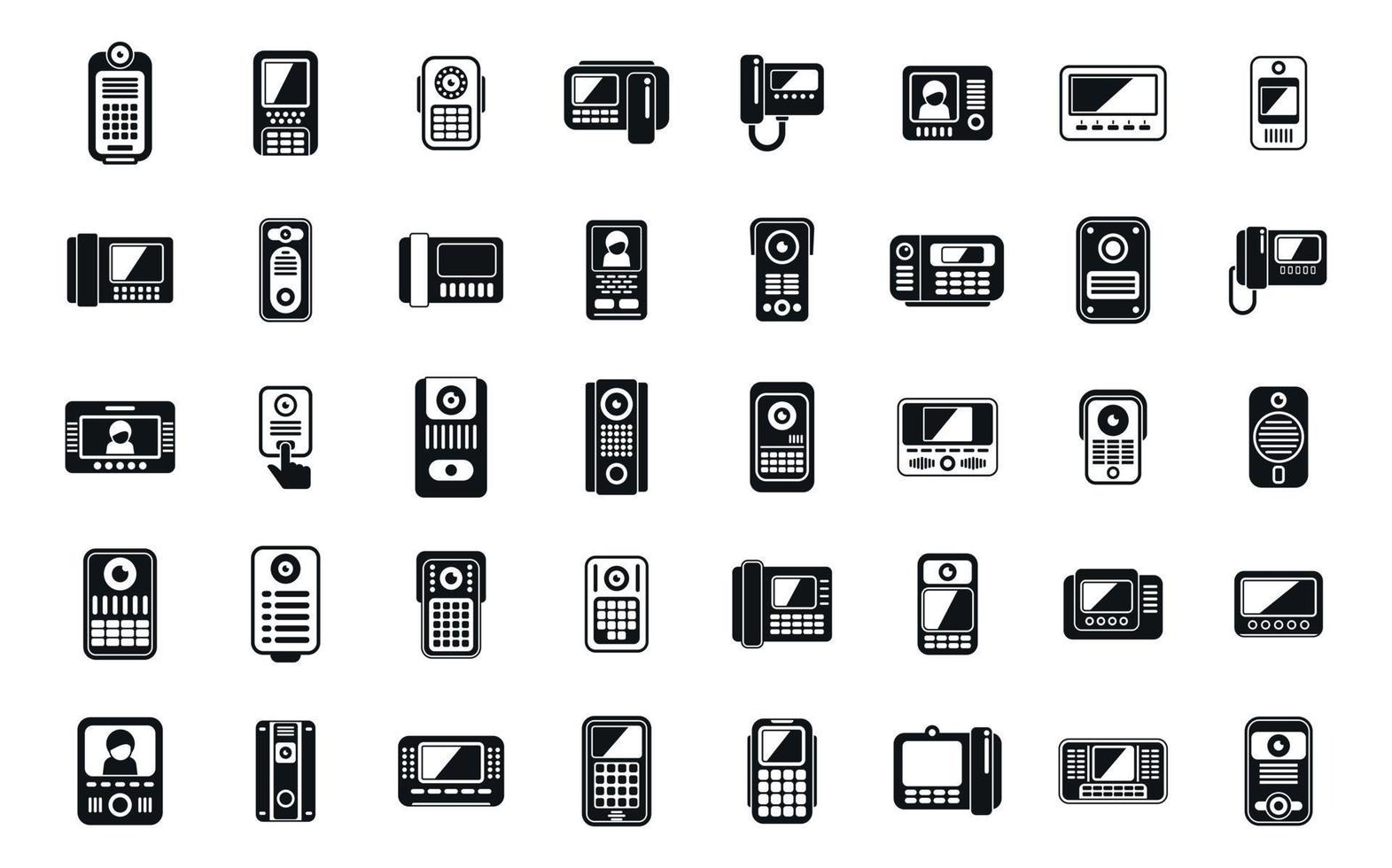 Video icons set simple vector. Door phone 22872884 Vector Art