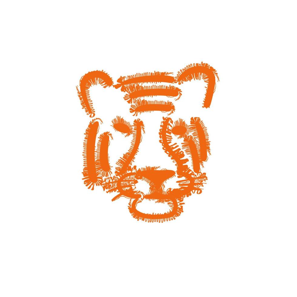 Tiger head illustration in outline style isolated on white vector