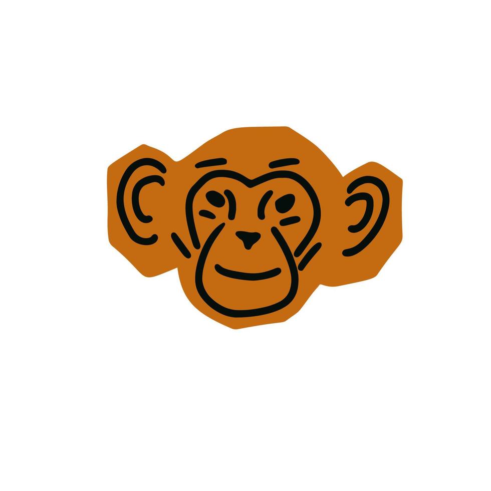 Monkey head illustration in minimalist cutting style isolated on white vector