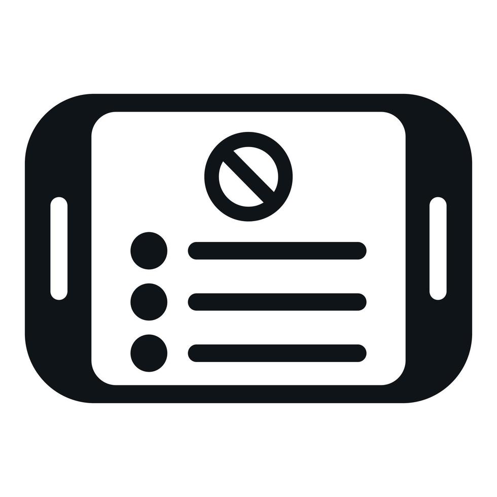 Tablet data icon simple vector. User blacklist vector