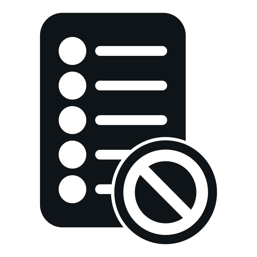 List of blacklist icon simple vector. Data user vector