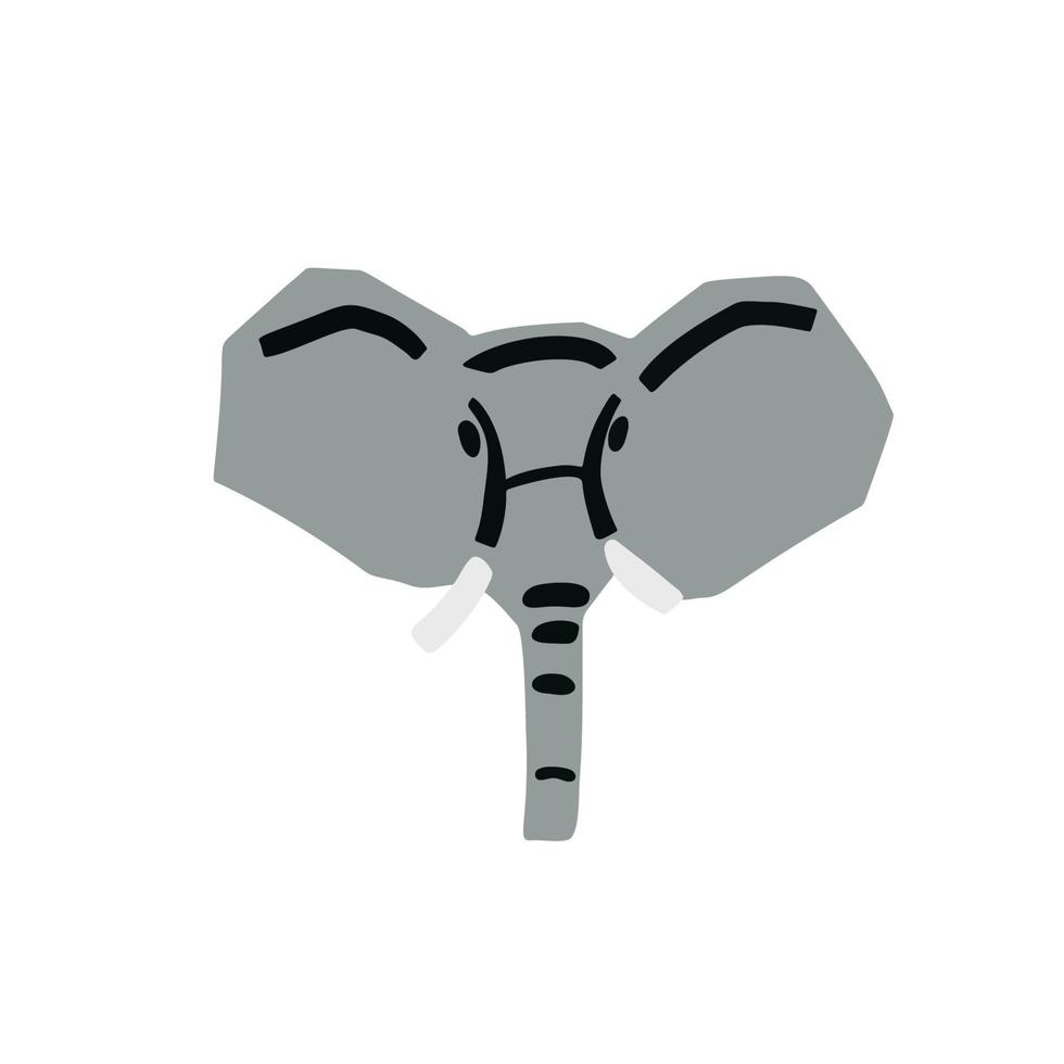 Elephant head illustration in minimalist cutting style isolated on white vector