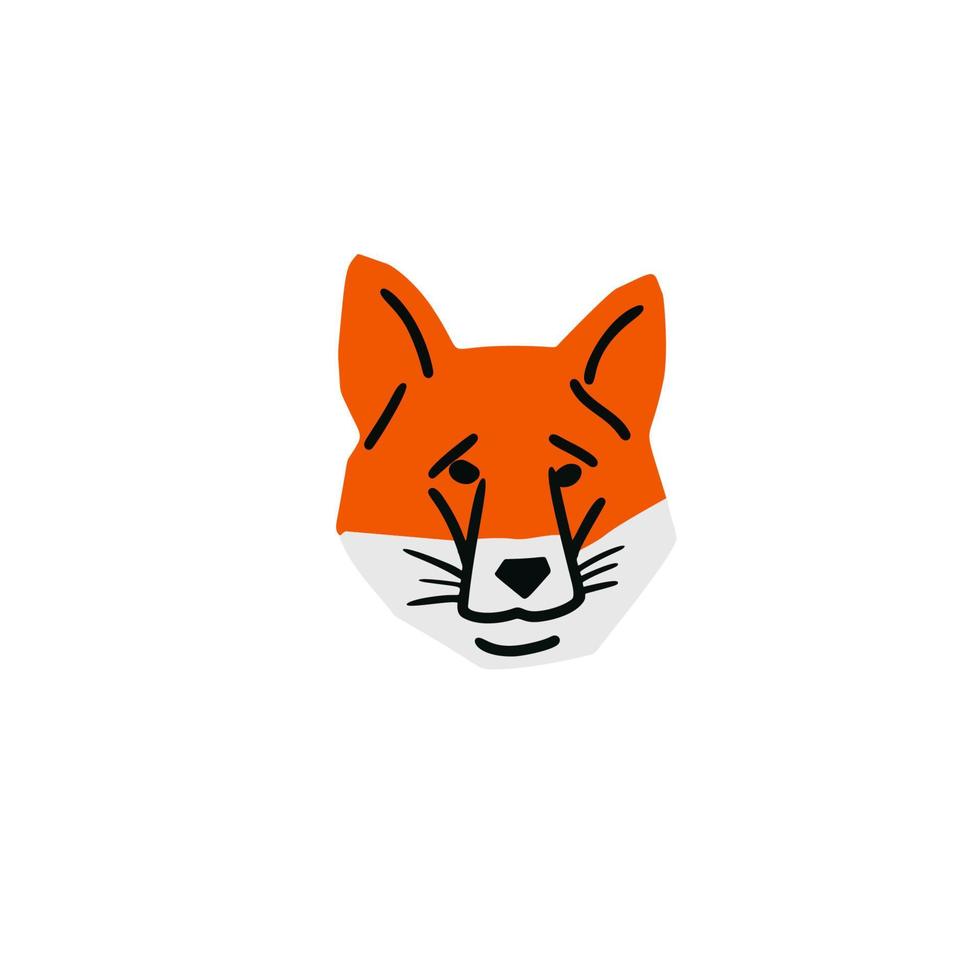 Fox head illustration in minimalist cutting style isolated on white vector