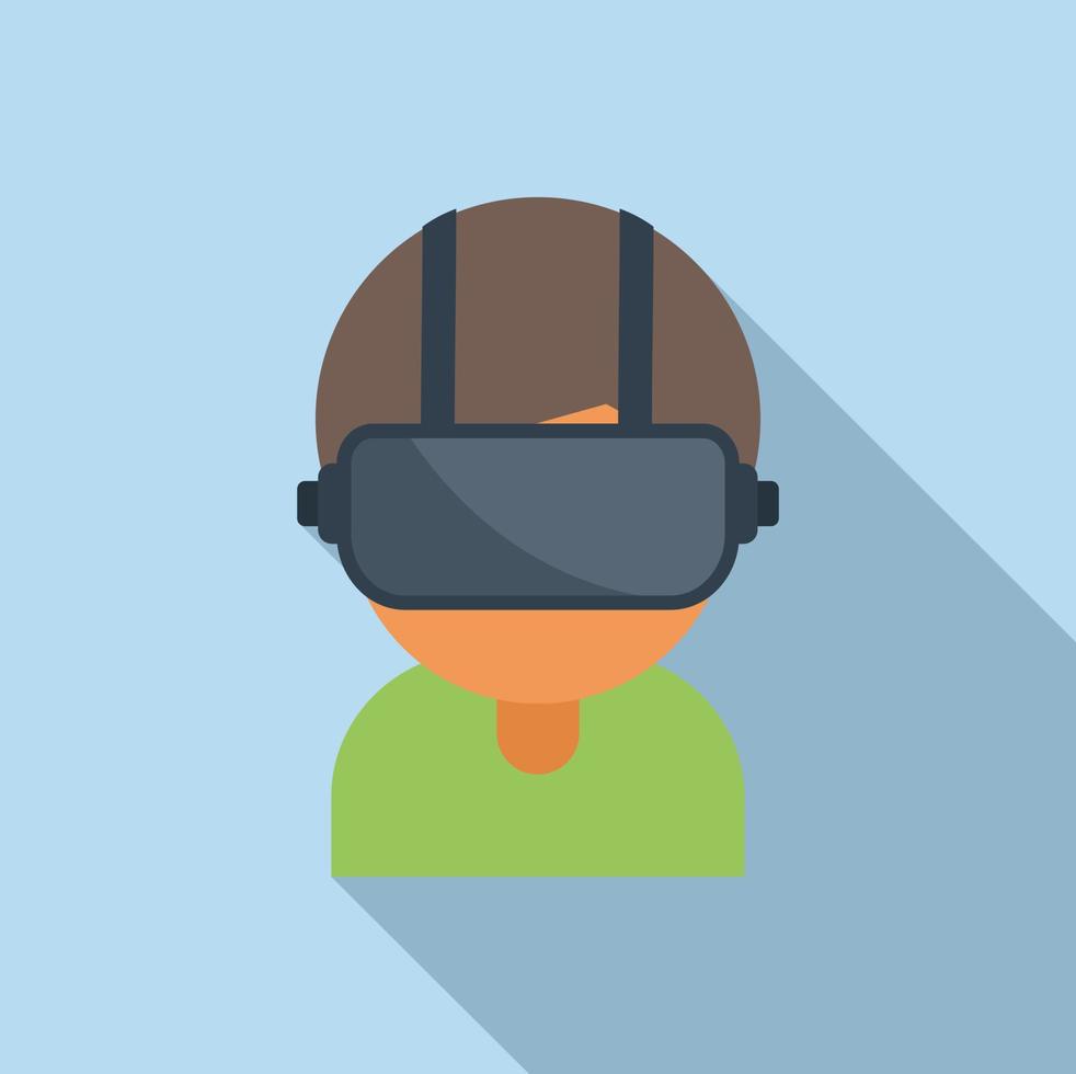 Human headset tech icon flat vector. Virtual glasses vector