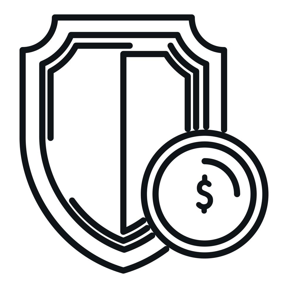 Money shield icon outline vector. Bank finance vector