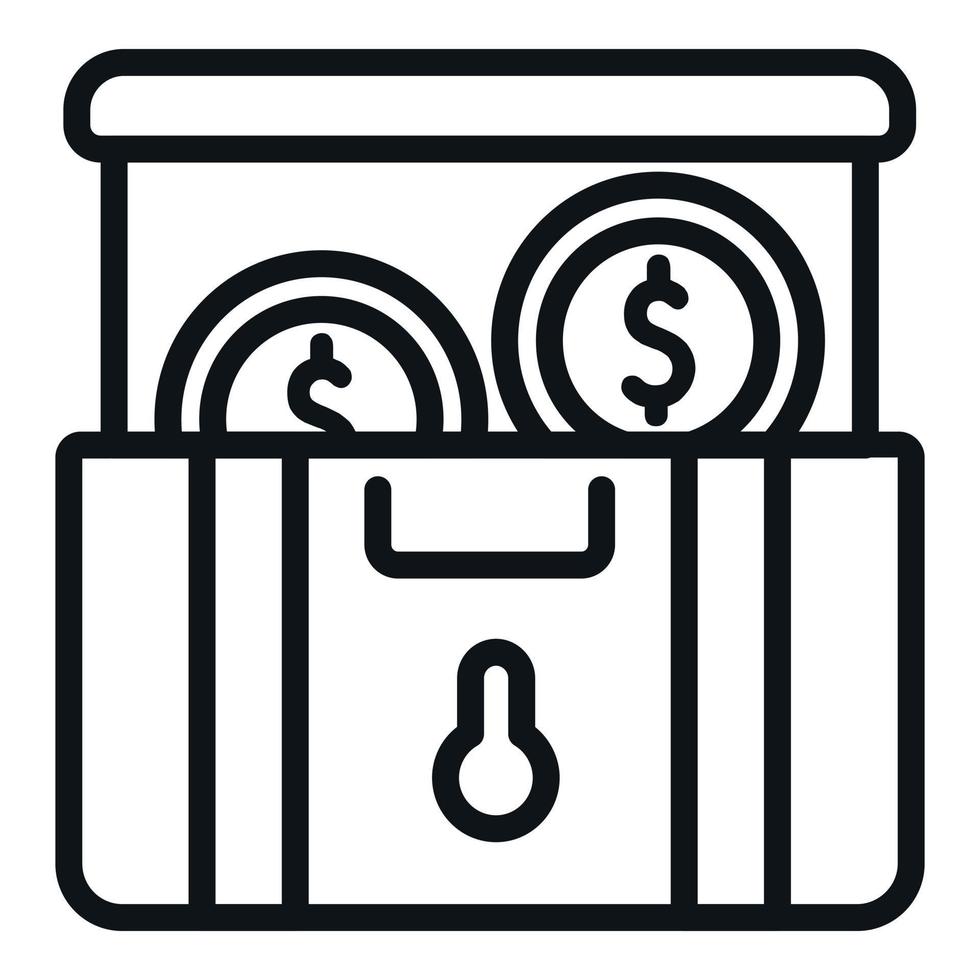 dinero moneda caja icono contorno vector. banco Finanzas vector