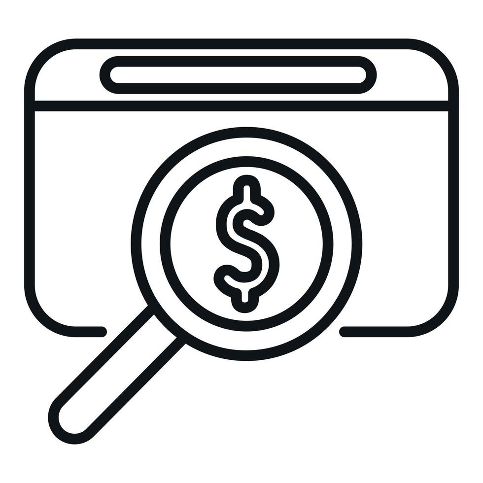 Online money search icon outline vector. Bank finance vector