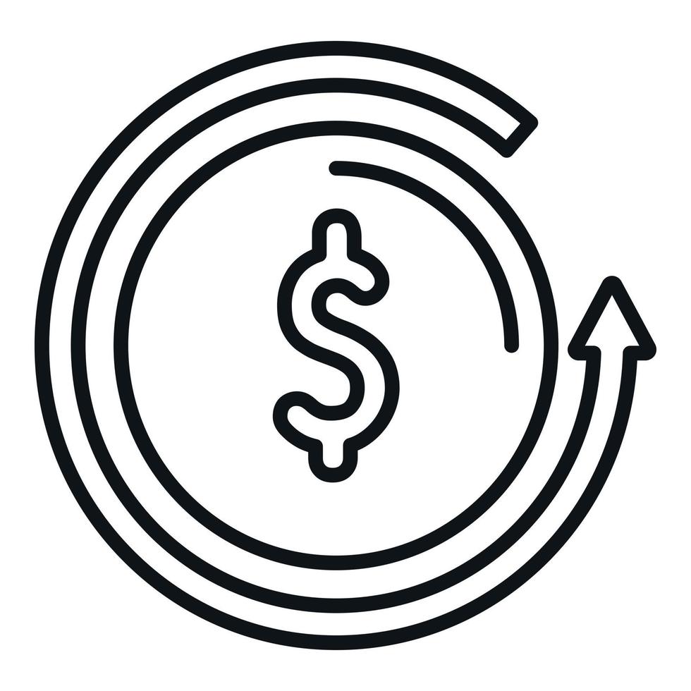 Convert money coin icon outline vector. Bank finance vector