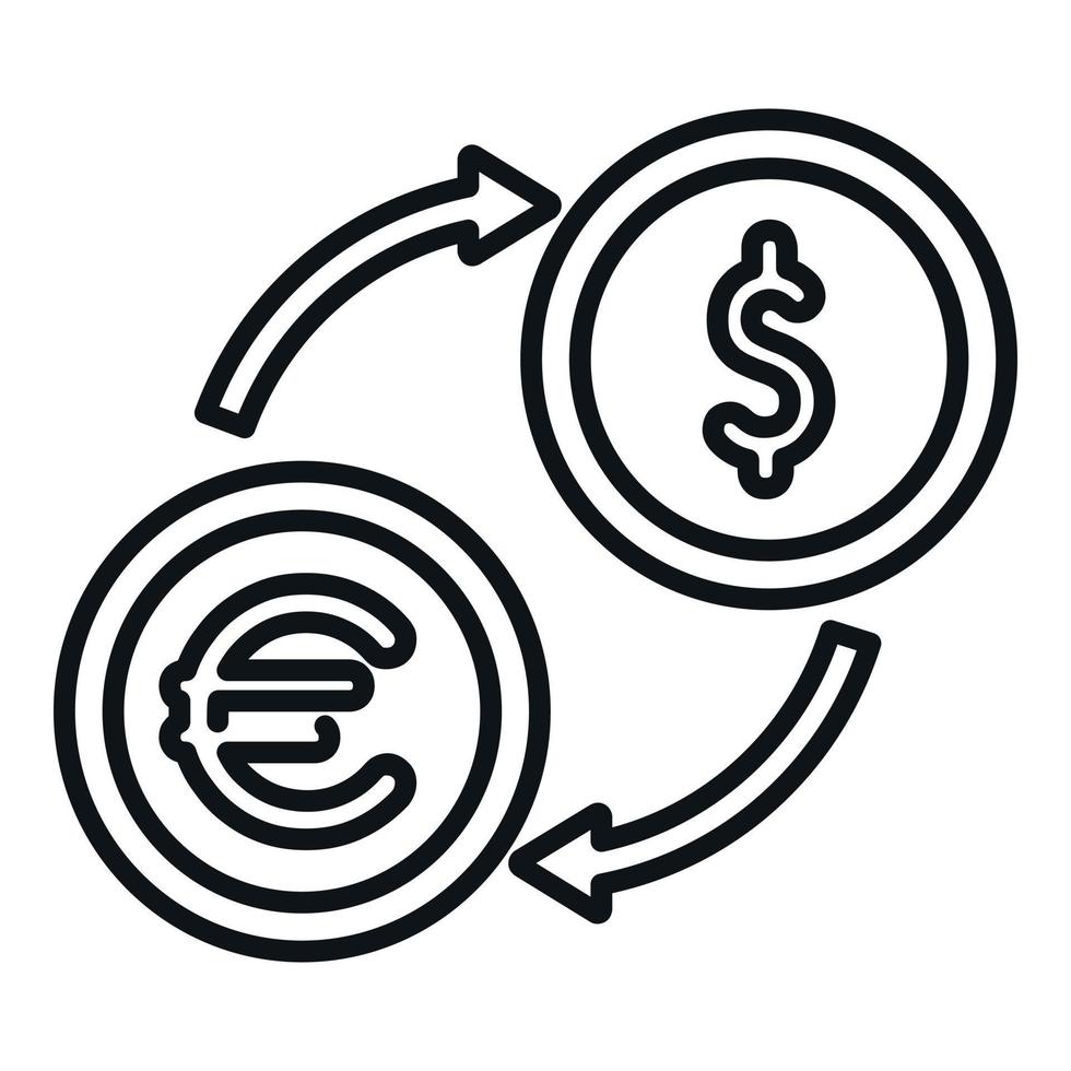 Conversion of money icon outline vector. Bank finance vector