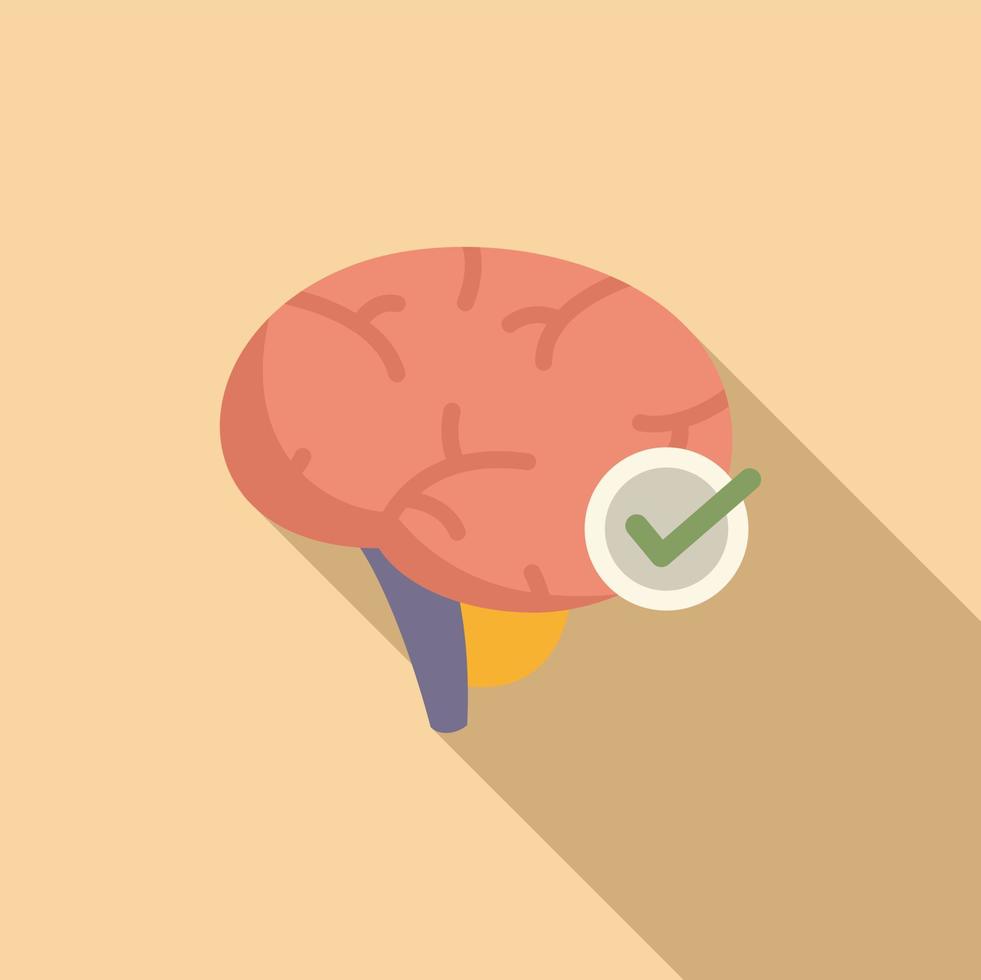 Healthy brain icon flat vector. Shield system vector