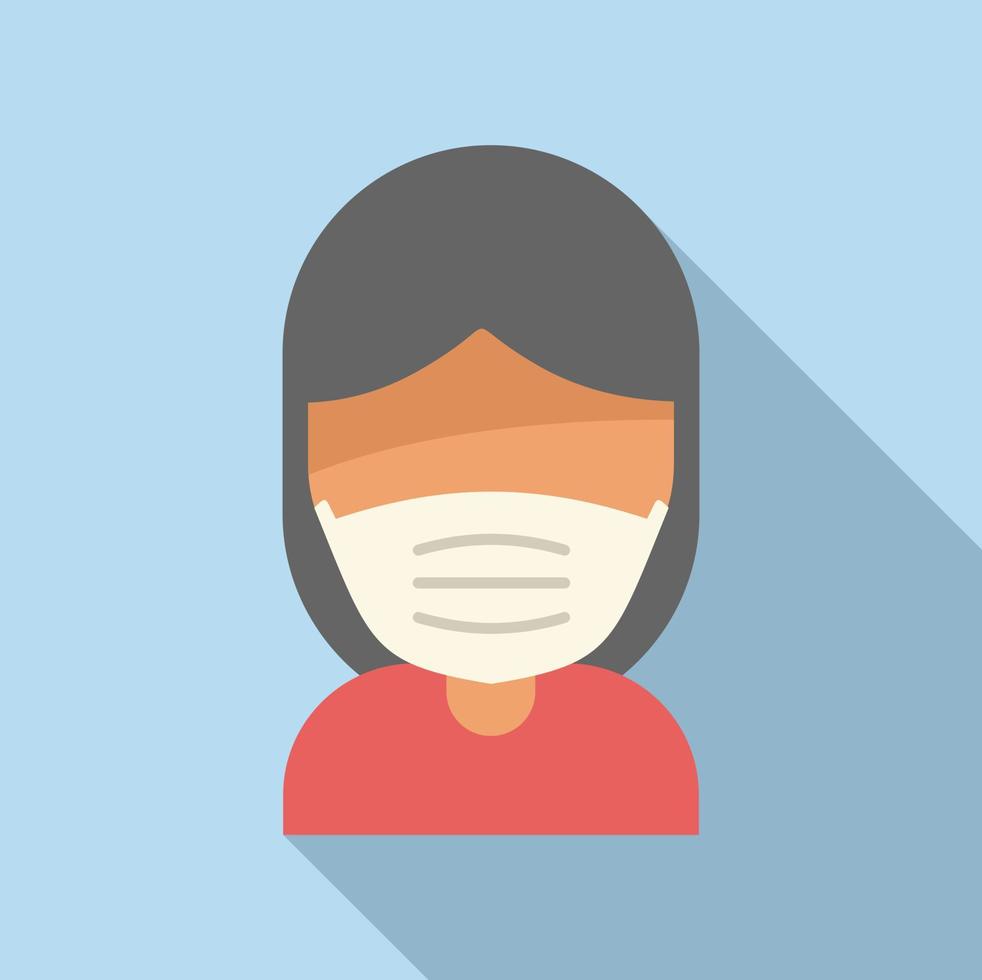 Woman in medical mask icon flat vector. Stop virus vector