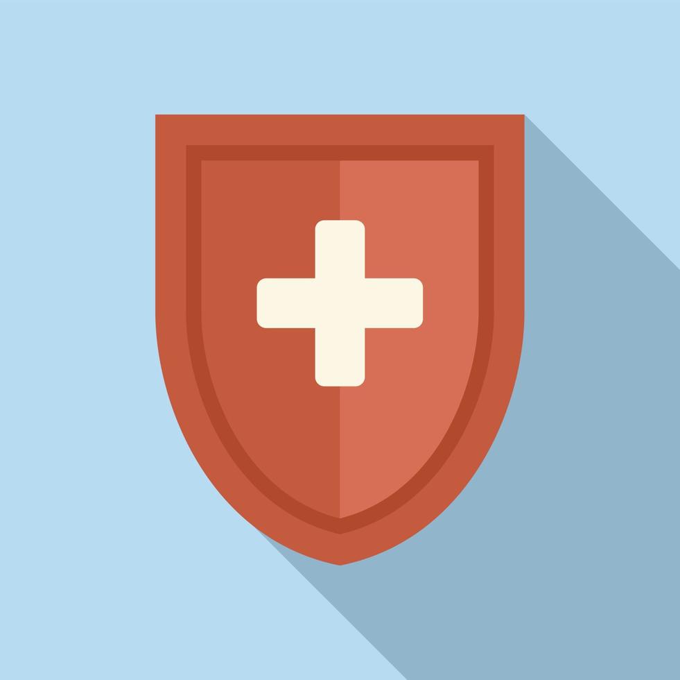 Medical shield icon flat vector. Stop virus vector