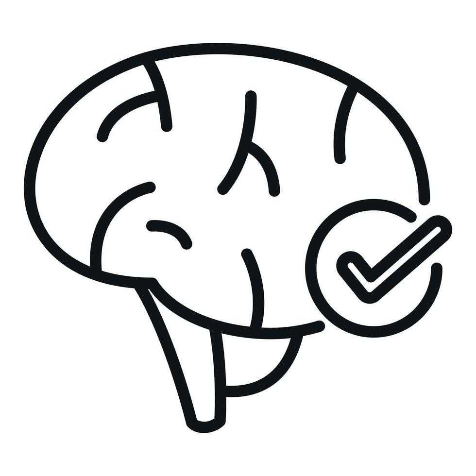 Healthy brain icon outline vector. Shield system vector