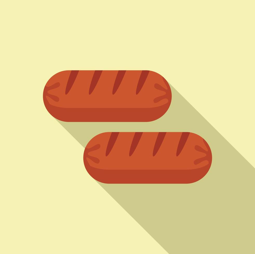 Grilled sausage icon flat vector. Bbq meat vector
