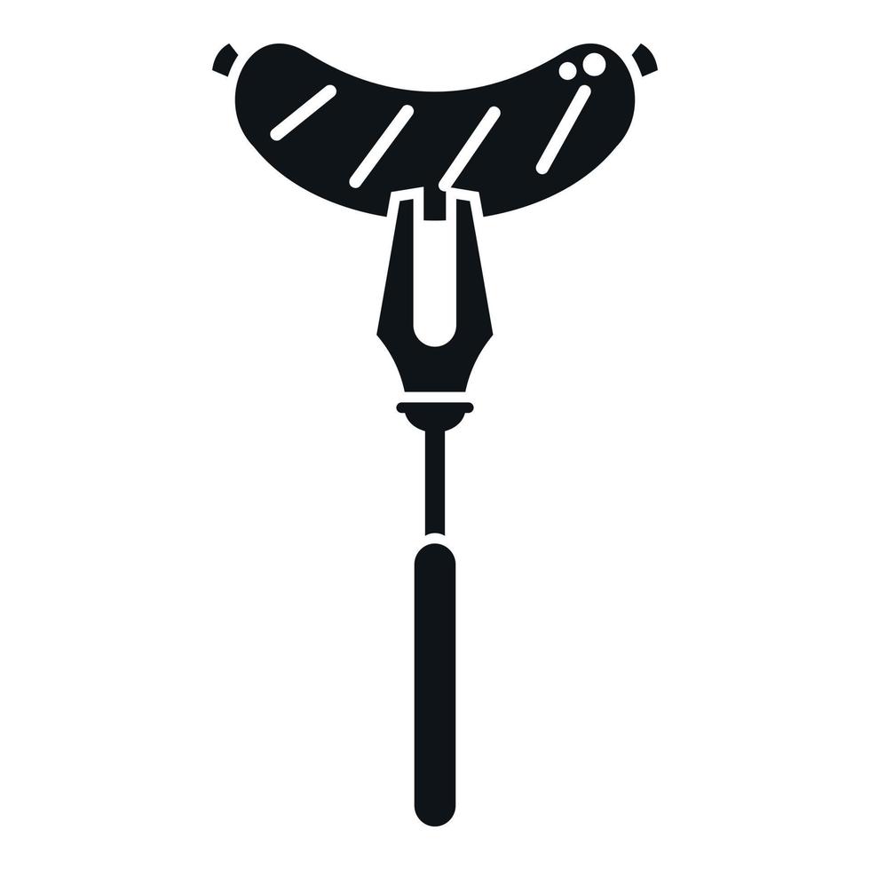 Fork bbq sausage icon simple vector. Grill food vector