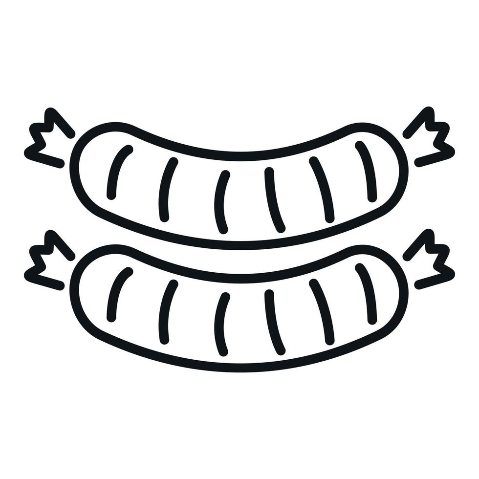 Cooked sausages icon outline vector. Grill food vector