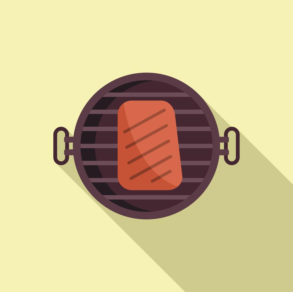 A la parrilla carne parte superior ver icono plano vector. barbacoa filete vector