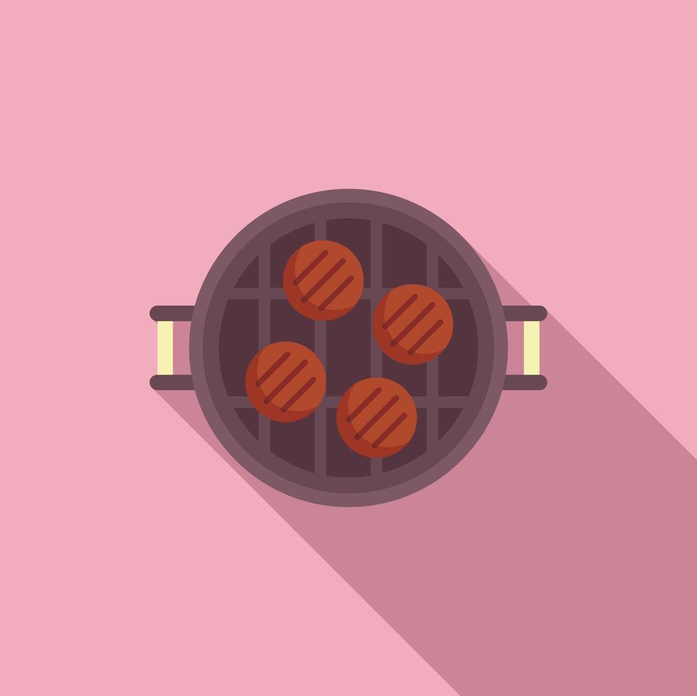 Home bbq icon flat vector. Meat food vector