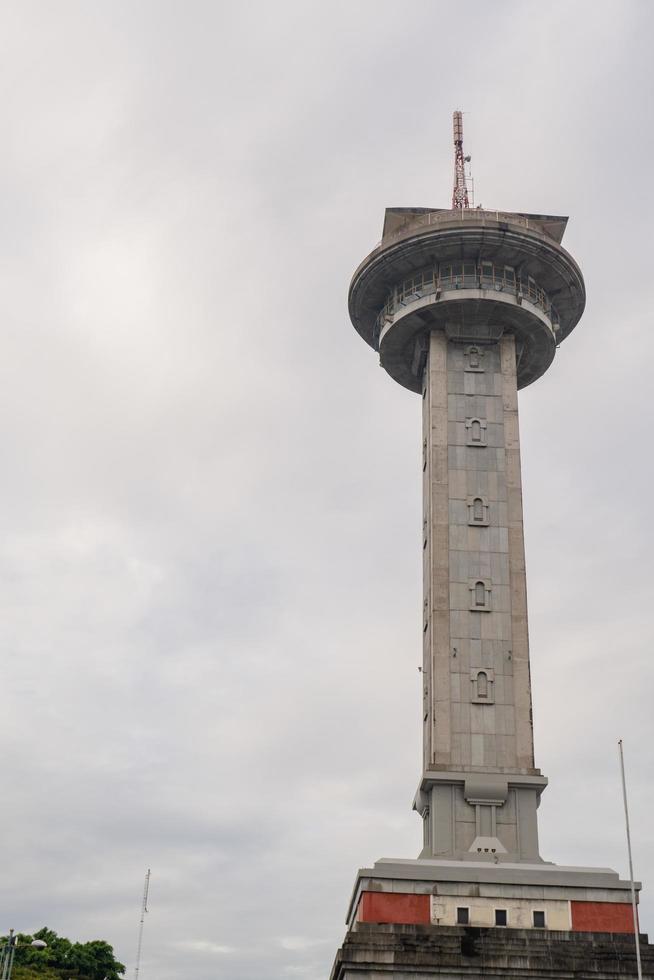 Main tower on Great agung mosque on the Semarang Central Java, when day time and blue sky. The photo is suitable to use for Ramadhan poster and Muslim content media.