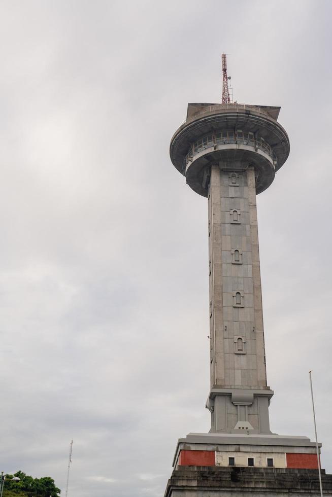 Main tower on Great agung mosque on the Semarang Central Java, when day time and blue sky. The photo is suitable to use for Ramadhan poster and Muslim content media.