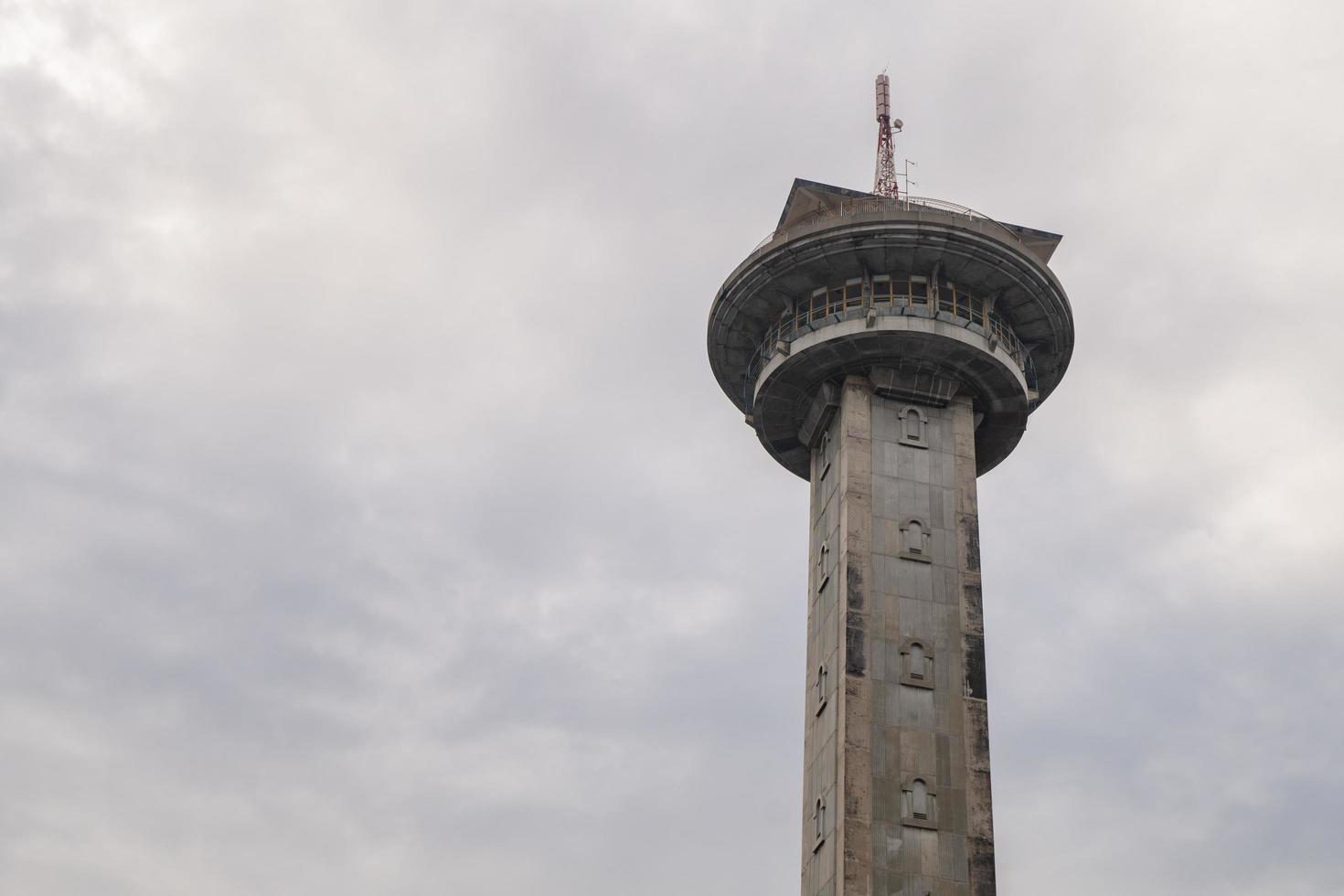 Main tower on Great agung mosque on the Semarang Central Java, when day time and blue sky. The photo is suitable to use for Ramadhan poster and Muslim content media.