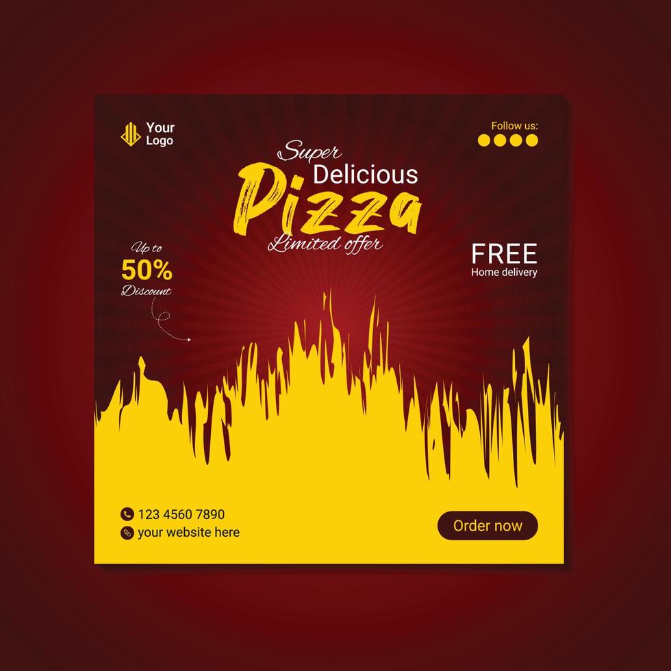 Vector pizza social media post banner template