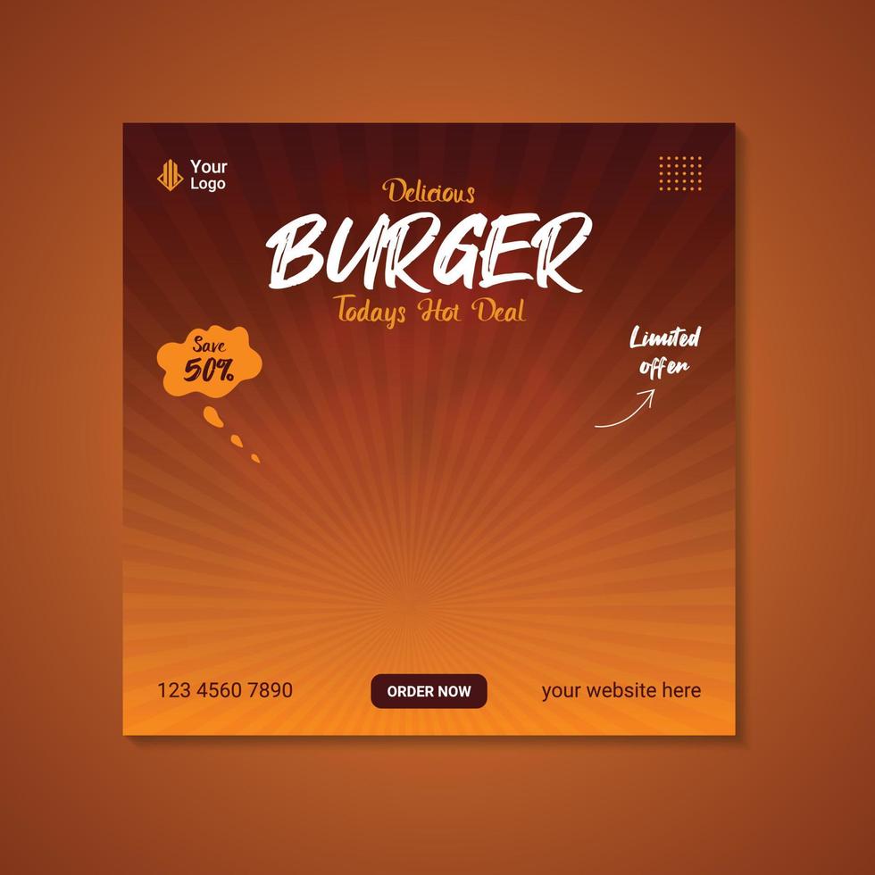 Vector burgers social media post banner template