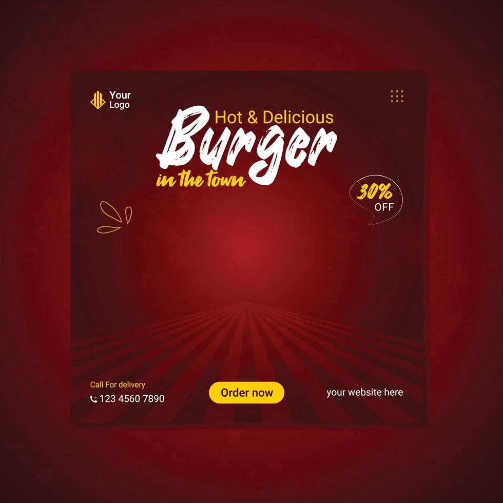 Vector burgers social media post banner template