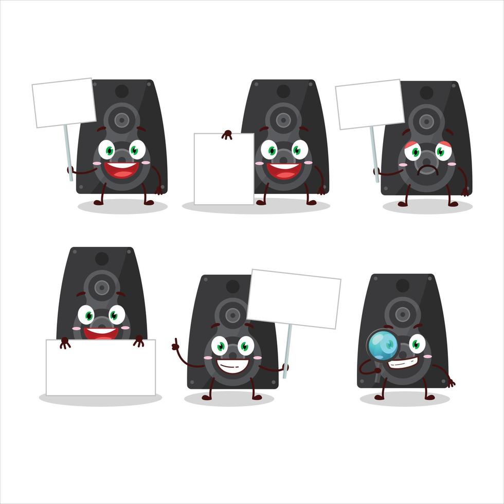 Stereo speaker cartoon character bring information board vector