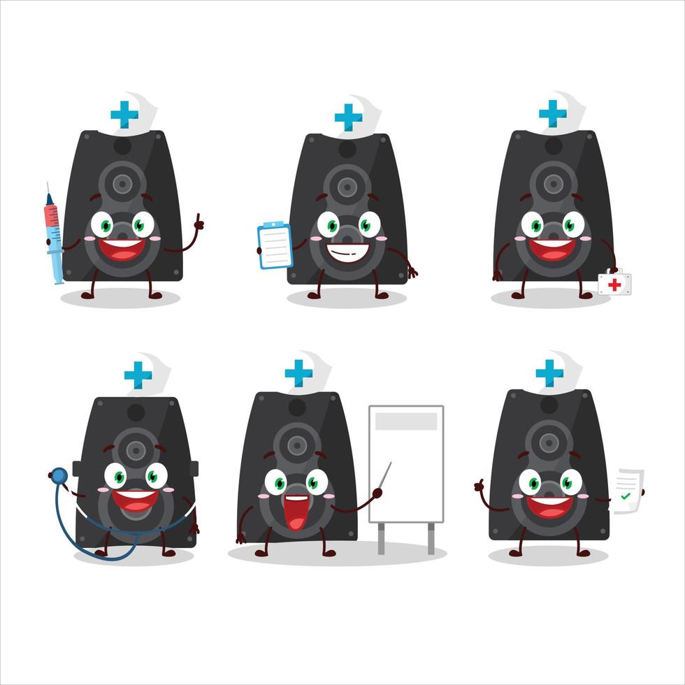 Doctor profession emoticon with stereo speaker cartoon character vector