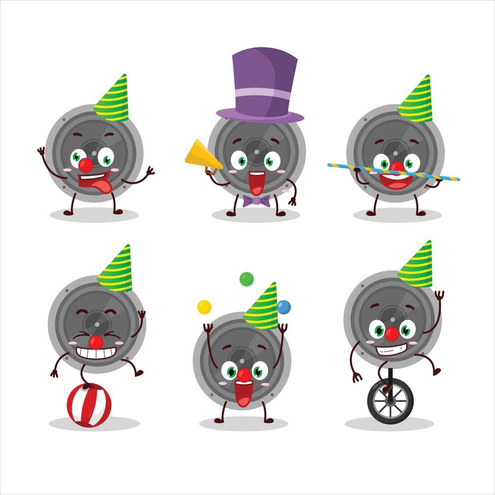 Cartoon character of audio speaker with various circus shows vector