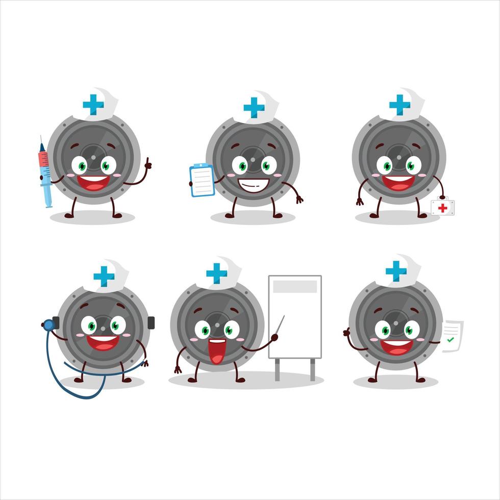 Doctor profession emoticon with audio speaker cartoon character vector