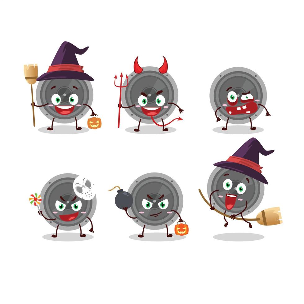 Halloween expression emoticons with cartoon character of audio speaker vector