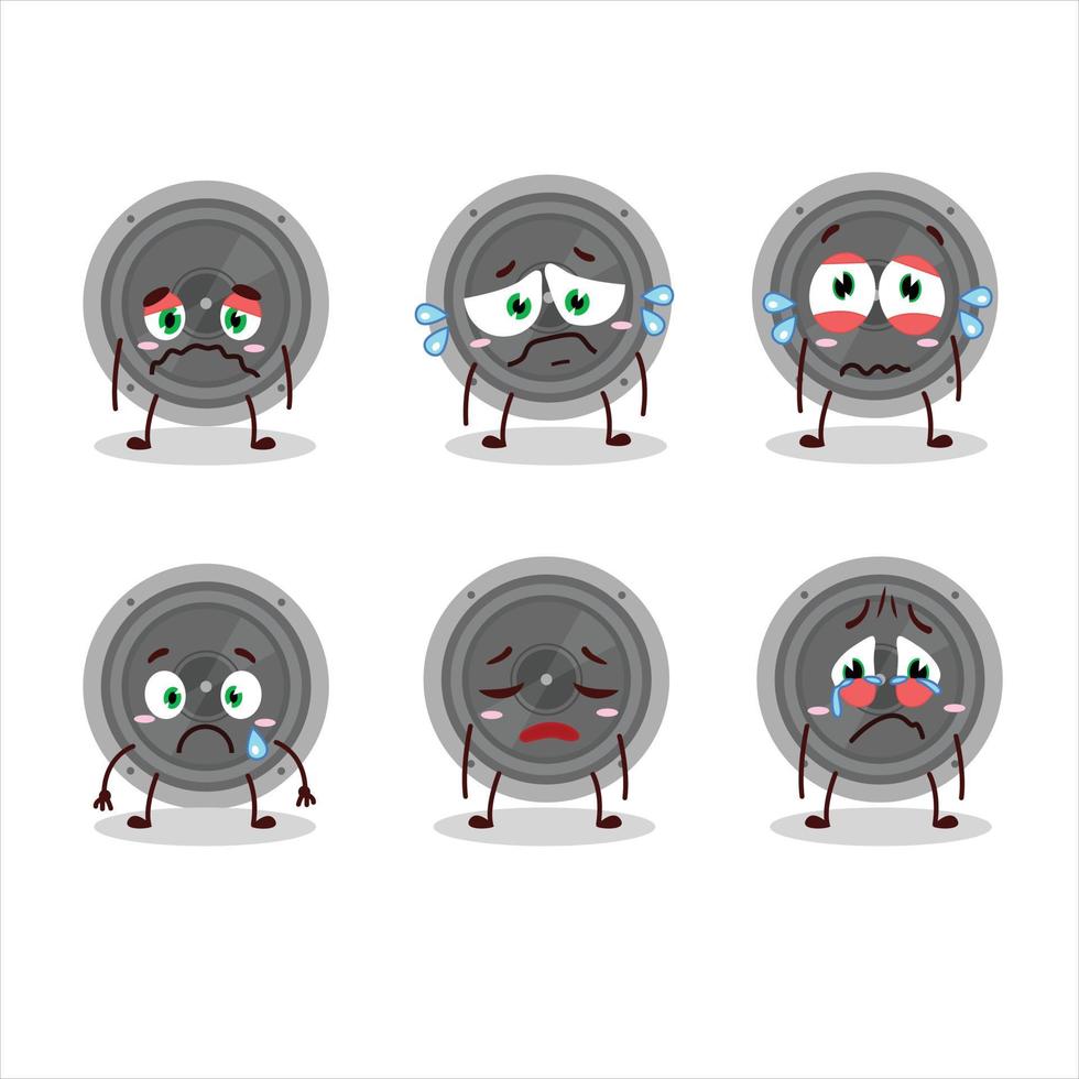 Audio speaker cartoon character with sad expression vector