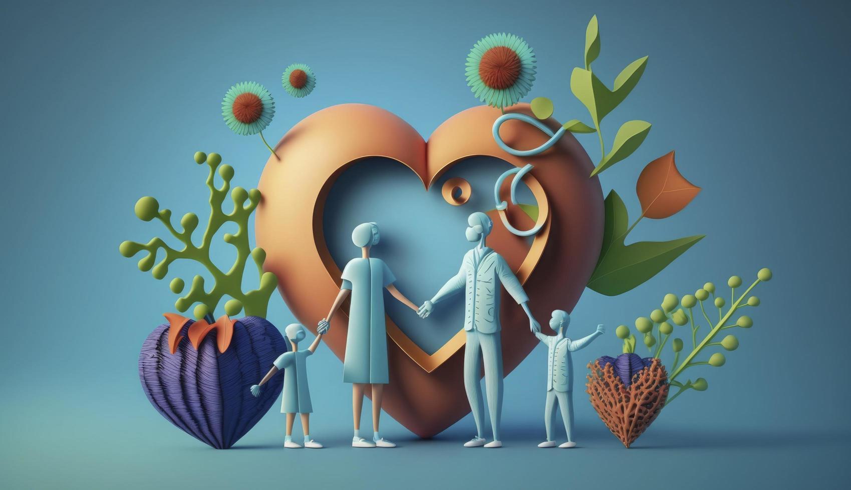 World Mental Health day illustration concept, World Health Day Images, Heartbeat, Stethoscope, world health day April 7, poster, banner, design, theme, 2023, Generate Ai photo