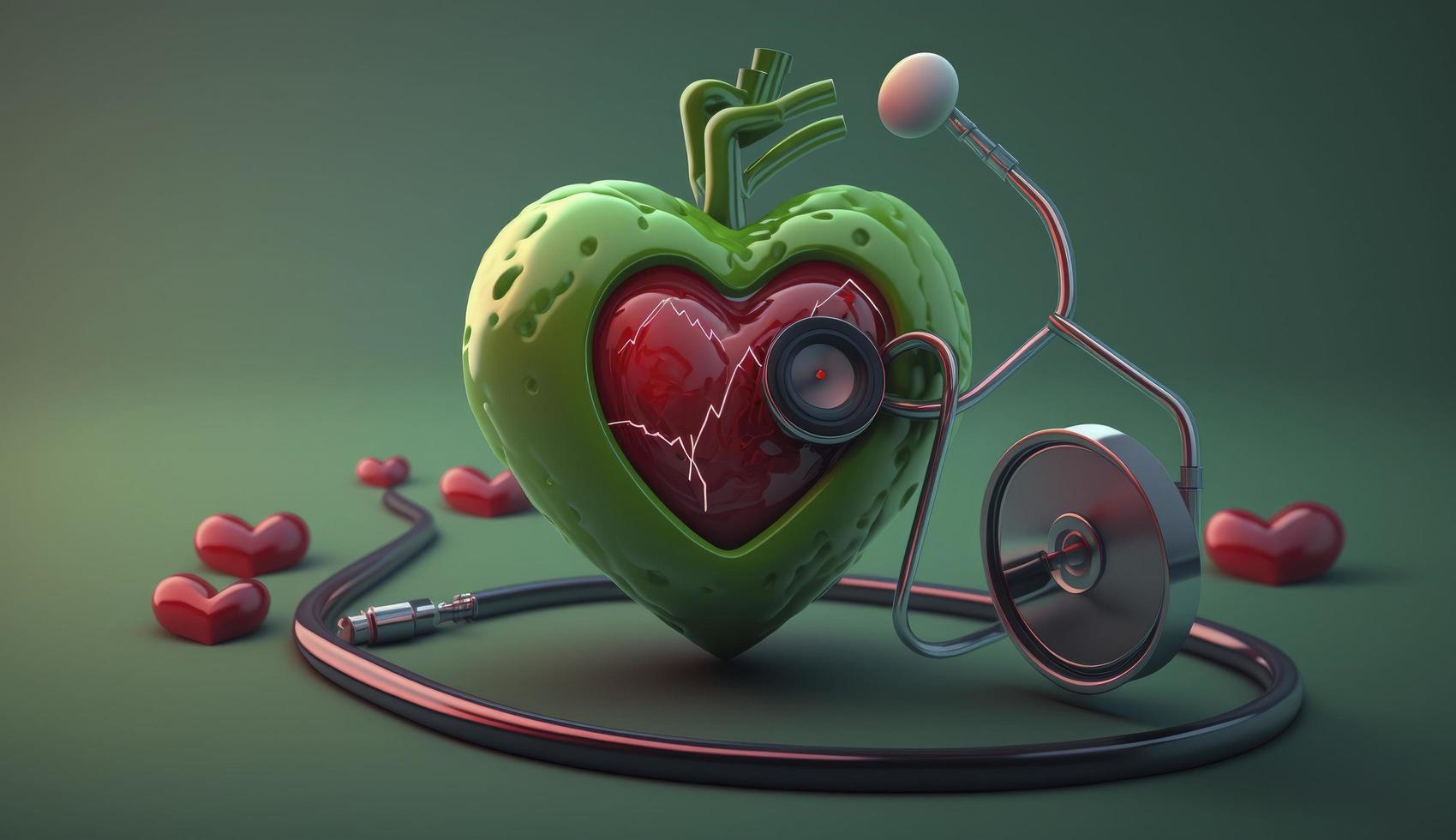 World Mental Health day illustration concept, World Health Day Images, Heartbeat, Stethoscope, world health day April 7, poster, banner, design, theme, 2023, Generate Ai photo