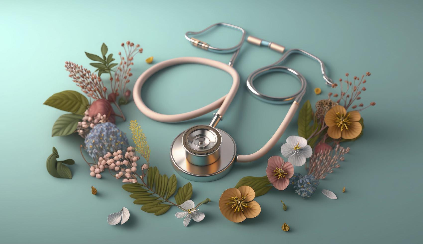 World Mental Health day illustration concept, World Health Day Images, Heartbeat, Stethoscope, world health day April 7, poster, banner, design, theme, 2023, Generate Ai photo
