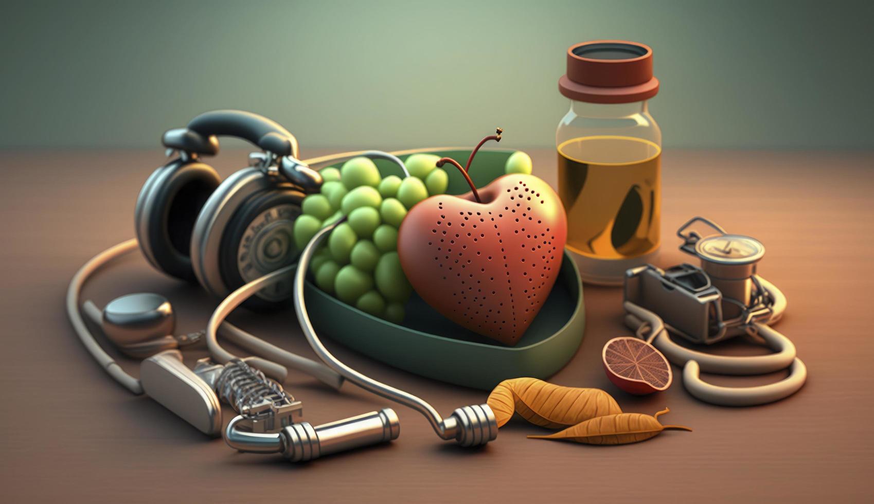 World Mental Health day illustration concept, World Health Day Images, Heartbeat, Stethoscope, world health day April 7, poster, banner, design, theme, 2023, Generate Ai photo