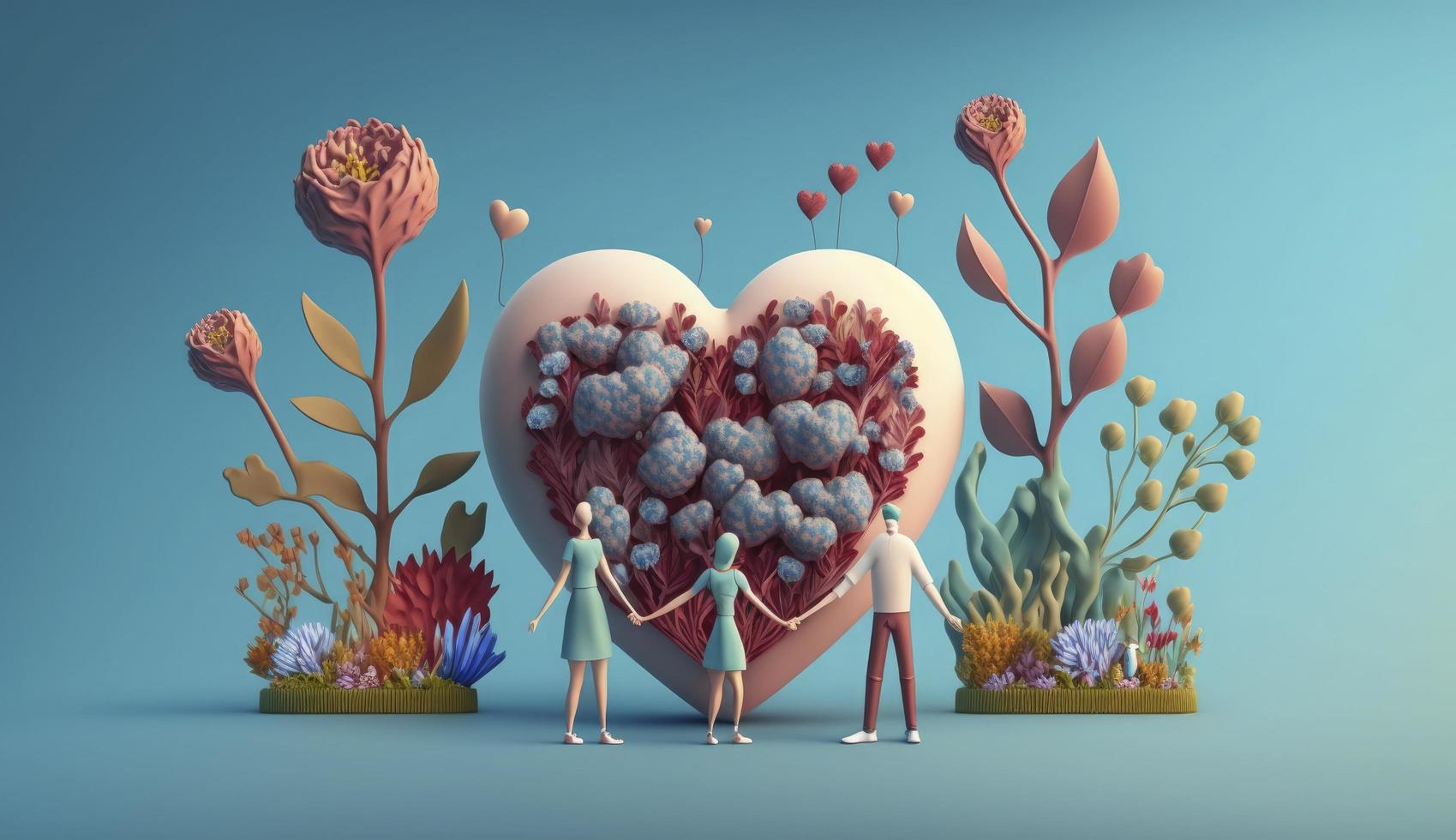 World Mental Health day illustration concept, World Health Day Images, Heartbeat, Stethoscope, world health day April 7, poster, banner, design, theme, 2023, Generate Ai photo