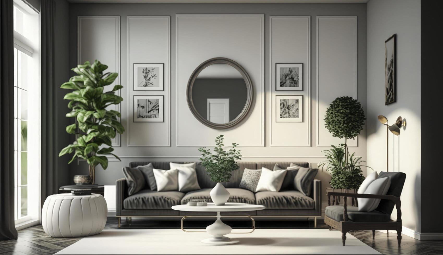 3d render of a contemporary living room interior, Living Room, Modern, Home Interior, Indoors, Domestic Life, Generate Ai photo