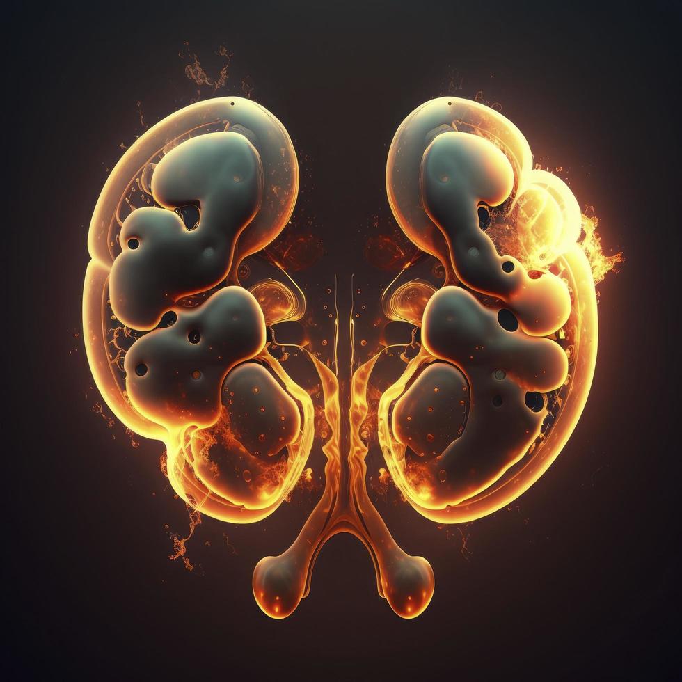 Human kidneys Medical and health care conceptual illustration, 3d render, Generate Ai photo