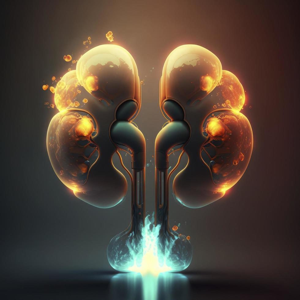 Human kidneys Medical and health care conceptual illustration, 3d render, Generate Ai photo