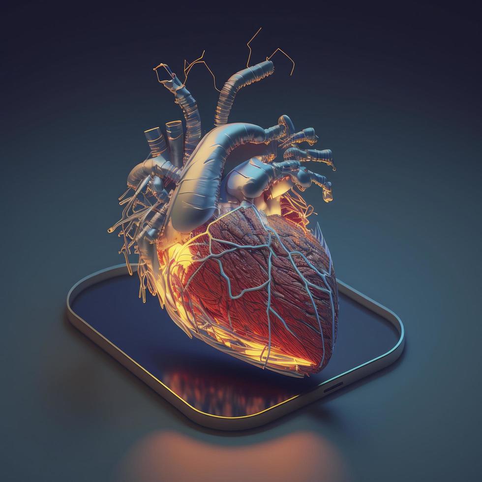 humano corazón médico y salud cuidado conceptual ilustración, 3d prestar, generar ai foto