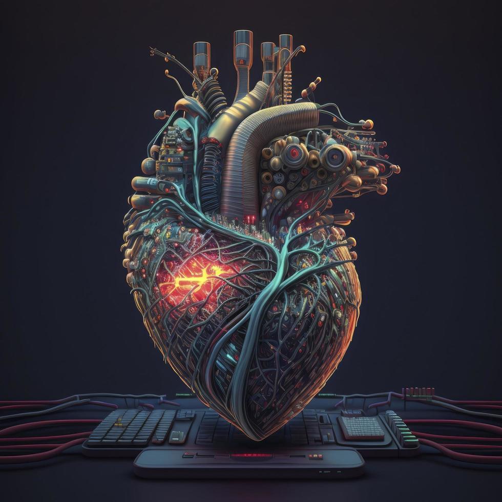 Human heart Medical and health care conceptual illustration, 3d render, Generate Ai photo