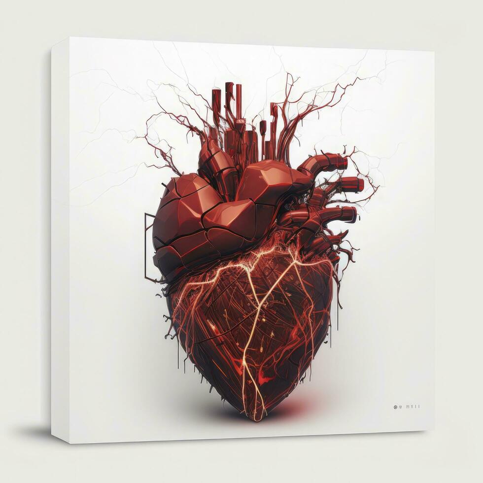 Human heart Medical and health care conceptual illustration, 3d render, Generate Ai photo