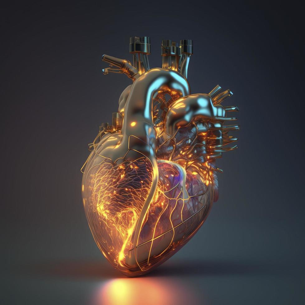 humano corazón médico y salud cuidado conceptual ilustración, 3d prestar, generar ai foto