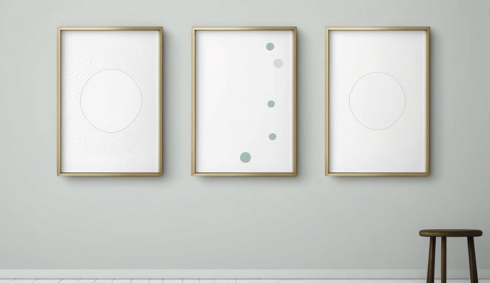 Mockup poster frame on the wall of living room. Luxurious apartment background with contemporary design. Modern interior design. 3D render, 3D illustration, Generate Ai photo